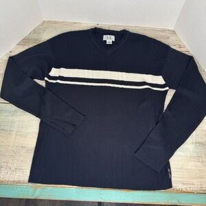 Armani Exchange Men V-neck‎ Sweater Size Large Black EUC